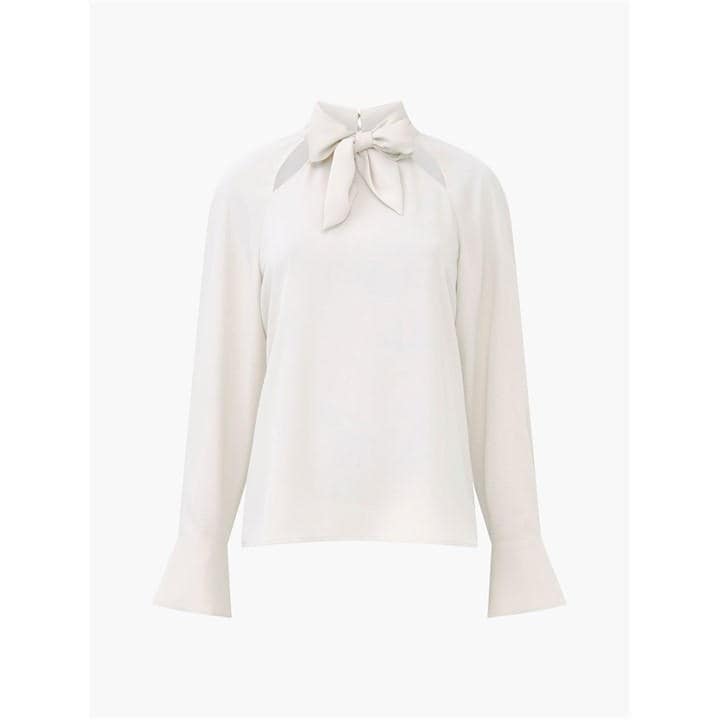 French Connection Women's White Carmen Long-Sleeve Blouse in Size 10, Sports Direct