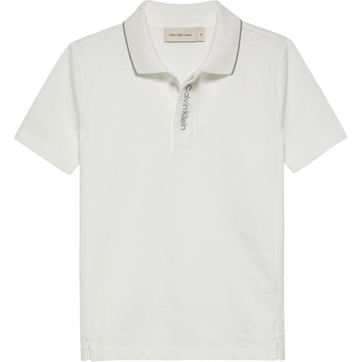 Calvin Klein Jeans Boys White Kids' Embroidered Logo Short Sleeve Polo Shirt in Size 9 - 10 Years, Sports Direct