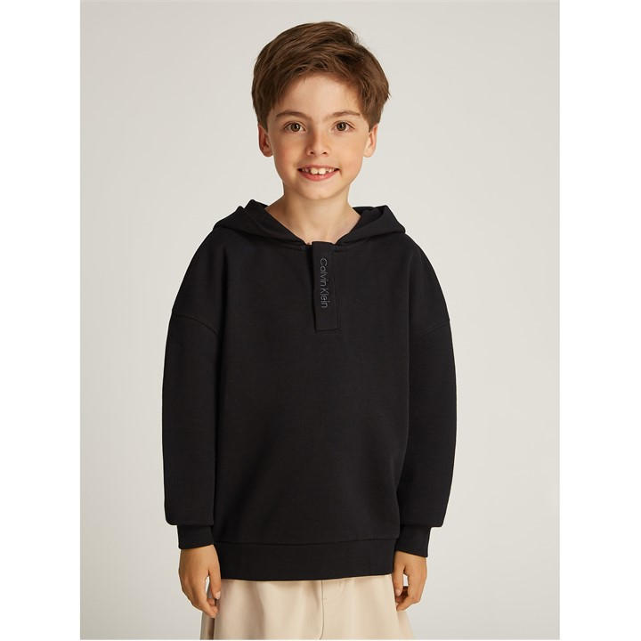 Calvin Klein Jeans Boys Black Kids' Embroidered Logo Terry Pull Over Hoodie, Sports Direct
