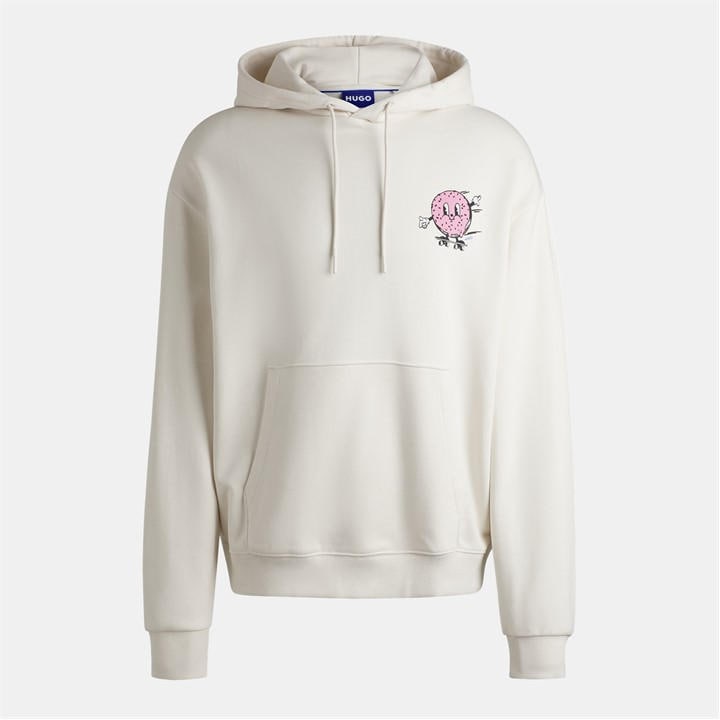 Hugo Men's White Namiko Blue Pullover Hoodie in Size L, Sports Direct