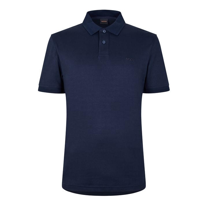 Boss Men' Blue Peinterlock Short-Sleeve Polo Shirt in Size S, Sports Direct