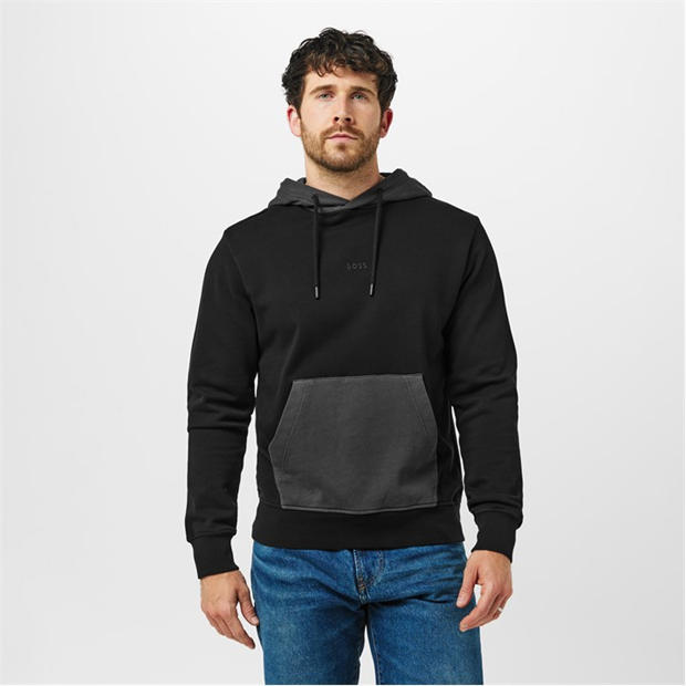 Черно 001 - Boss - Men's WeBlock Orange Cotton Pullover Hoodie