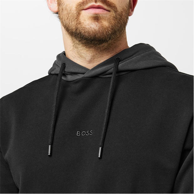 Черно 001 - Boss - Men's WeBlock Orange Cotton Pullover Hoodie