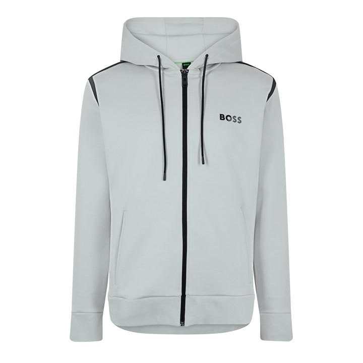 Boss Men's Grey Saggy Tape X Zip-Up Hoodie in Size L, Sports Direct