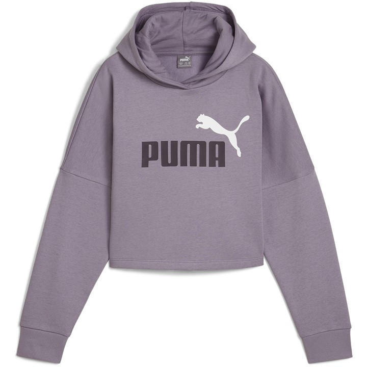 Puma  Kids Purple Ess Logo Cropped Hoodie G Hoody in Size 7 - 8 Years, Sports Direct