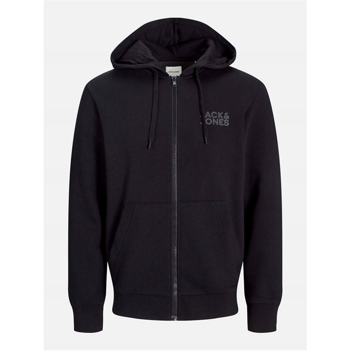 Jack And Jones Men's Black Corp Logo Sweat Zip Hood