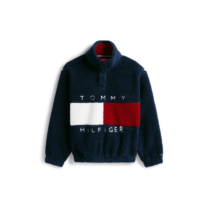 Tommy Hilfiger Boys Blue Kids' Heritage Quarter Zip Fleece in Size 14 - 16 Years, Sports Direct