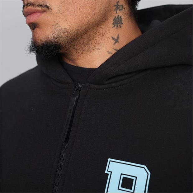 Black - Blank Essentials - Men's Collegiate Zip Through Hoodie