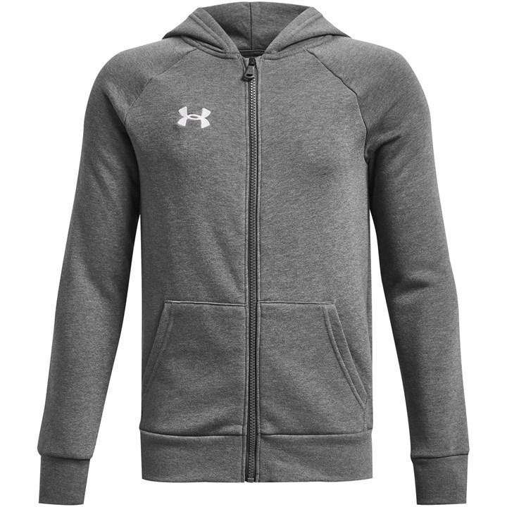 Under Armour Boys Grey Rival Fleece Full-Zip Hoodie  in Size 9 - 10 Years, Sports Direct