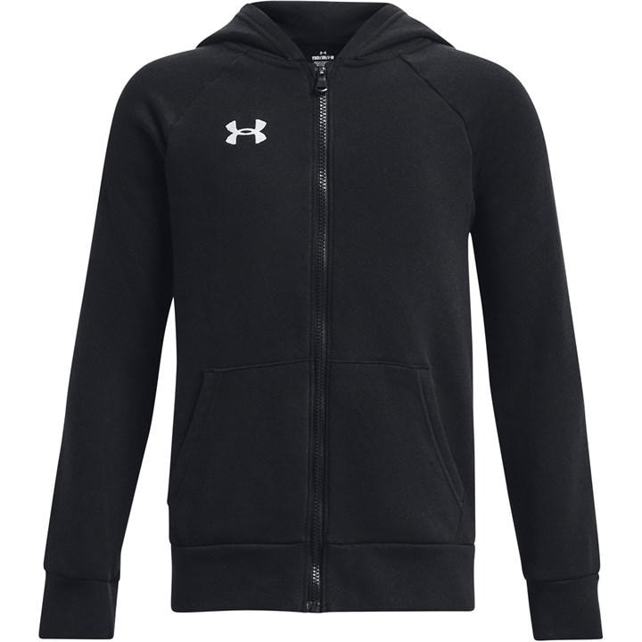 Under Armour Boys Black Rival Fleece Full-Zip Hoodie  in Size 13 - 14 Years, Sports Direct