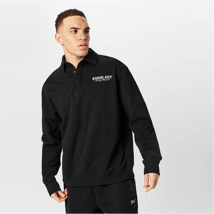 Everlast Men' Black Rugby Polo in Size S, Sports Direct