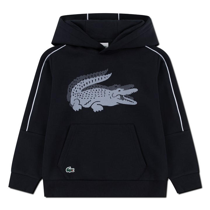 Lacoste Boys Black Kids' Overhead Hoodie in Size 9 - 10 Years, Sports Direct
