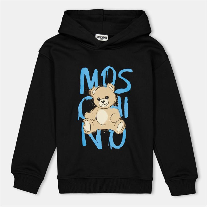 Moschino  Kids Black ' Spray Logo Hoodie in Size 9 - 10 Years, Sports Direct