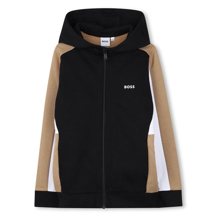 Boss Boys Black Kids' Hooded Full Zip Fleece in Size 8 - 9 Years, Sports Direct