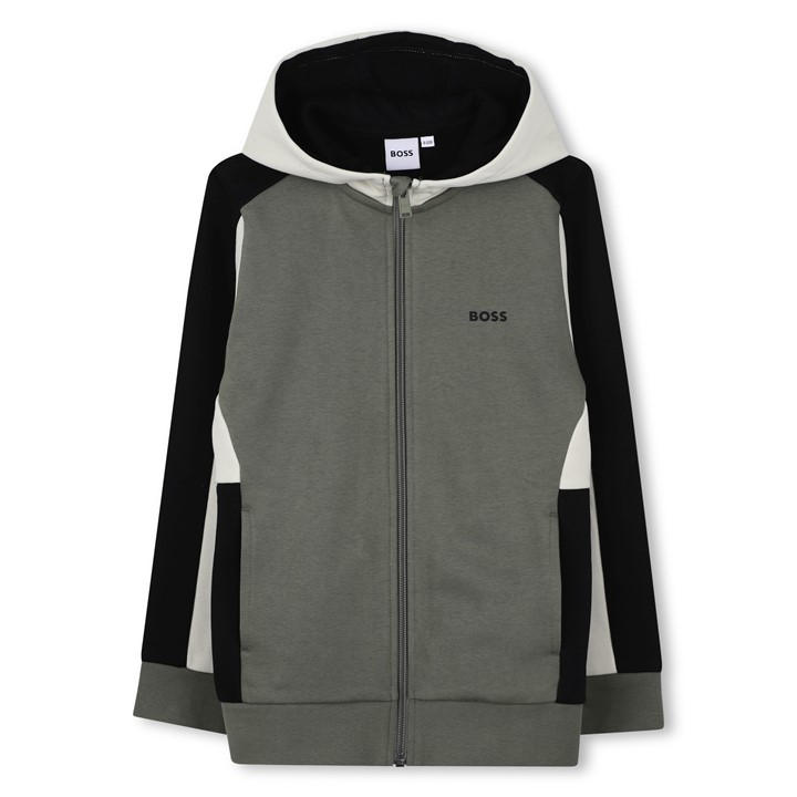 Boss Boys Green Kids' Hooded Full Zip Fleece in Size 11 - 12 Years, Sports Direct