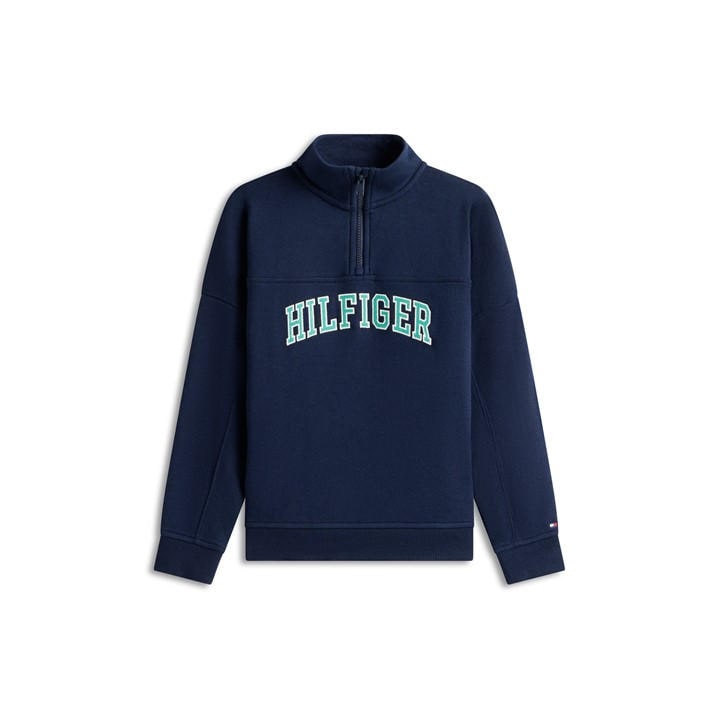 Tommy Hilfiger Boys Blue Kids' Quarter Zip Fleece in Size 9 - 10 Years, Sports Direct