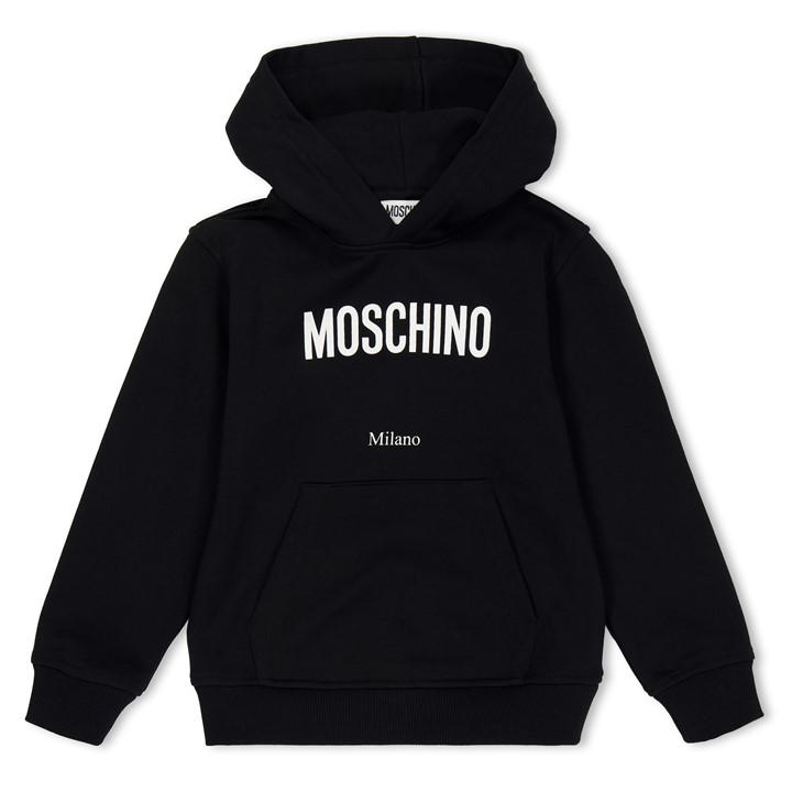 Moschino Boys Black Kids' Logo Pull Over Hoodie in Size 8 - 9 Years, Sports Direct