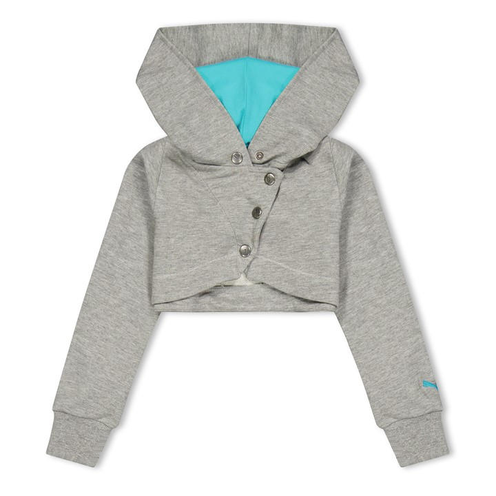 Puma Girls Grey Cropped Sweat Jacket  in Size M, Sports Direct