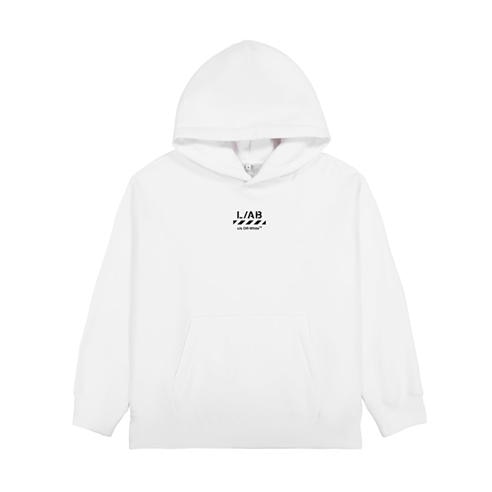 L AB Off White - Kids' Small Logo Over the Head Hoodie