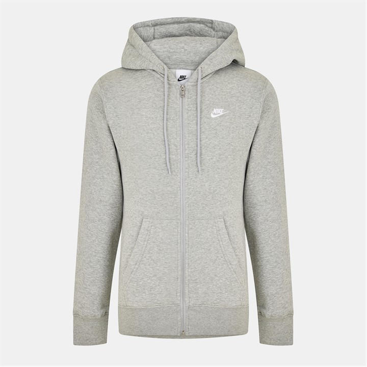 Nike Men's Grey Sportswear Club Fleece Full-Zip Hoodie in Size XL, Sports Direct