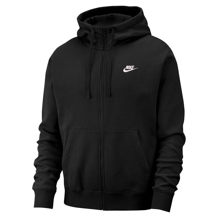 Nike Men' Black Sportswear Club Fleece Full-Zip Hoodie in Size S, Sports Direct