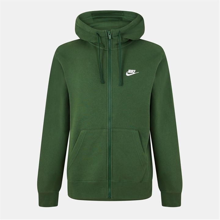 Nike Men' Green Sportswear Club Fleece Full-Zip Hoodie in Size S, Sports Direct