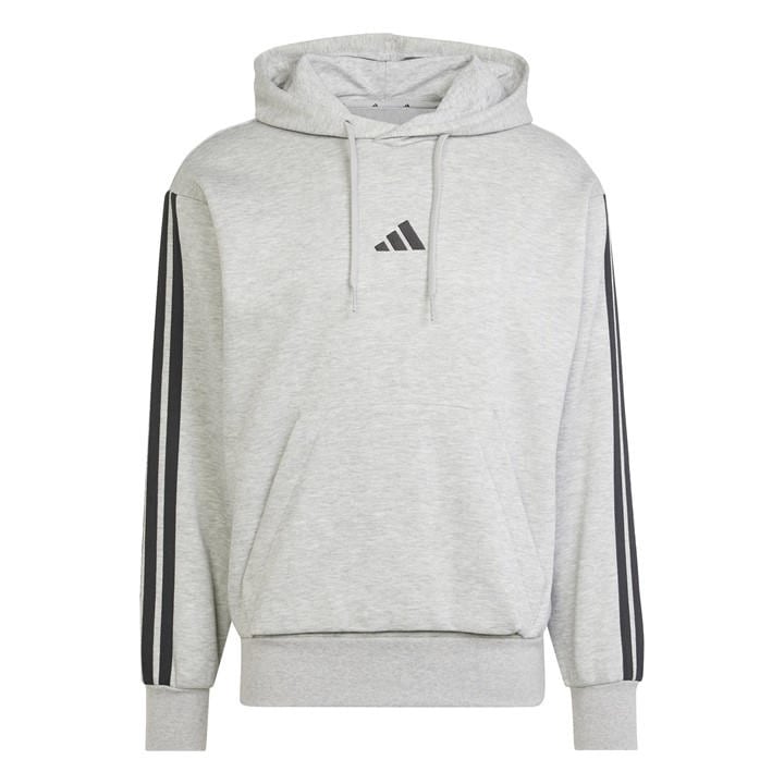 Adidas Men's Grey Essentials Fleece 3-Stripes Hoodie in Size XL, Sports Direct