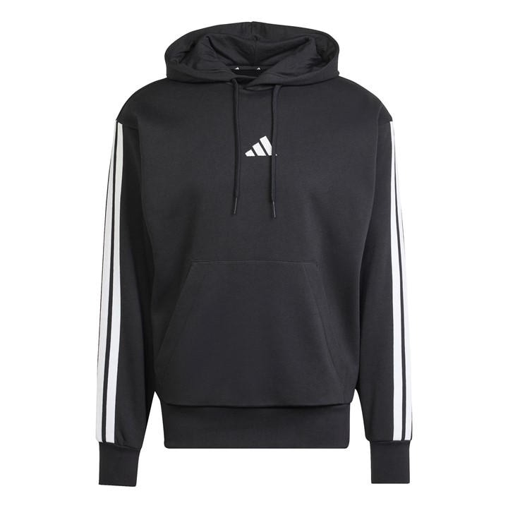 Adidas Men' Black Essentials Fleece 3-Stripes Hoodie in Size S, Sports Direct