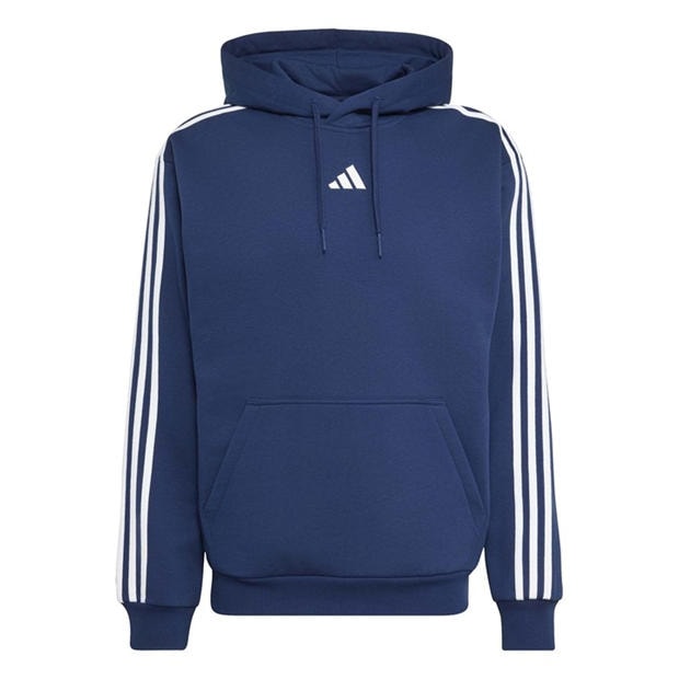Navy/White - adidas - Essentials Fleece 3-Stripes Hoodie Mens