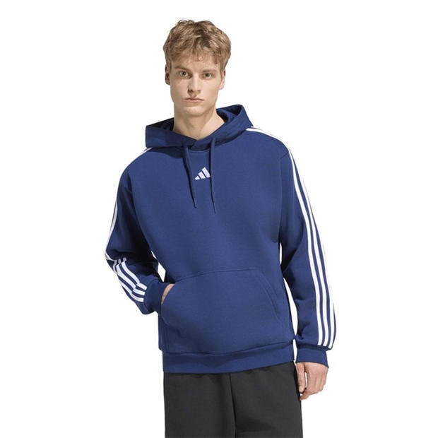 Navy/White - adidas - Essentials Fleece 3-Stripes Hoodie Mens