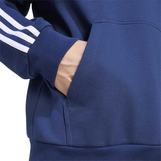 Navy/White - adidas - Essentials Fleece 3-Stripes Hoodie Mens