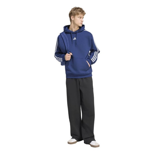 Navy/White - adidas - Essentials Fleece 3-Stripes Hoodie Mens