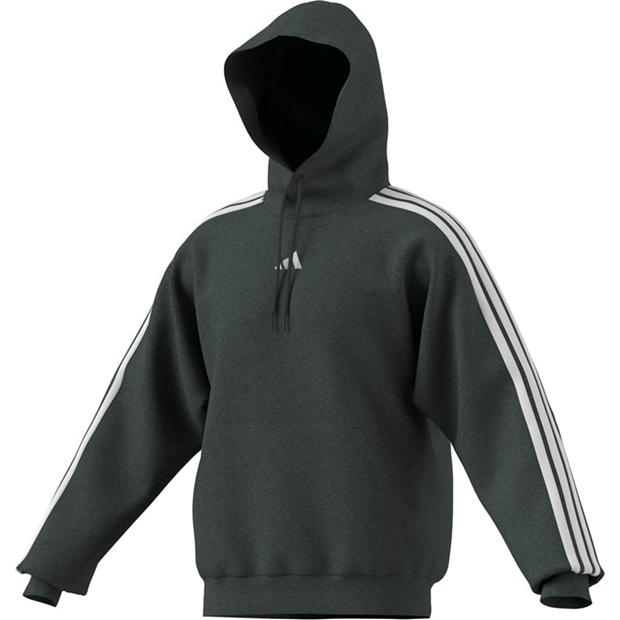 Dark Grey/Black - adidas - Essentials Fleece 3-Stripes Hoodie Mens