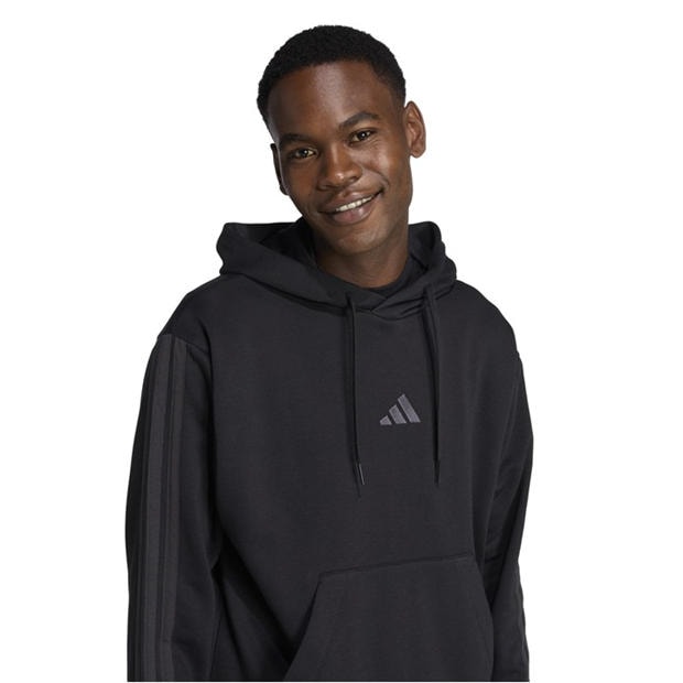 Triple Black - adidas - Essentials Fleece 3-Stripes Hoodie Mens