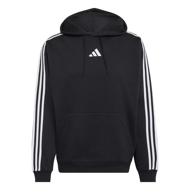 Black/White - adidas - Essentials Fleece 3-Stripes Hoodie Mens