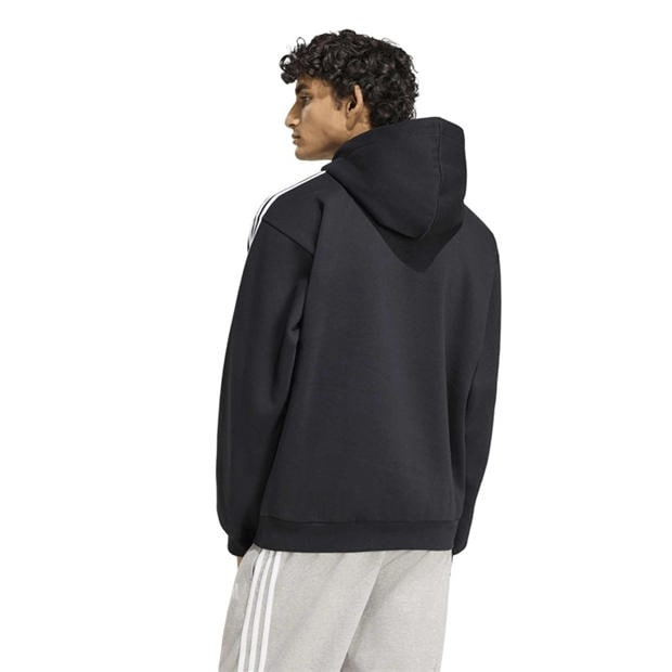 Black/White - adidas - Essentials Fleece 3-Stripes Hoodie Mens