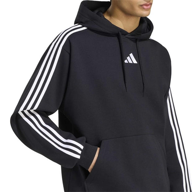 Black/White - adidas - Essentials Fleece 3-Stripes Hoodie Mens