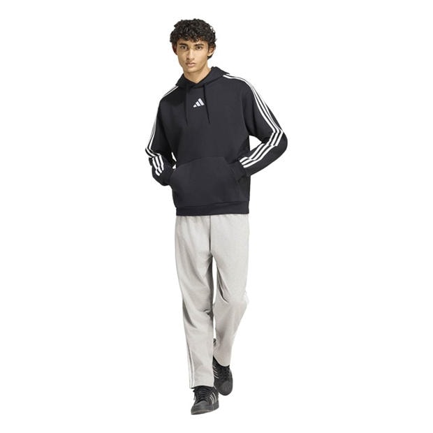 Black/White - adidas - Essentials Fleece 3-Stripes Hoodie Mens