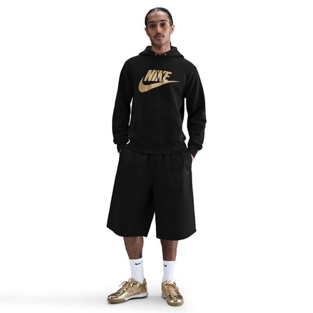 Black/Gold - Nike - Men's Club Pull Over Graphic Hoodie