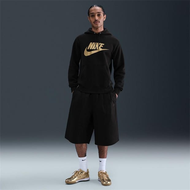 Black/Gold - Nike - Men's Club Pull Over Graphic Hoodie