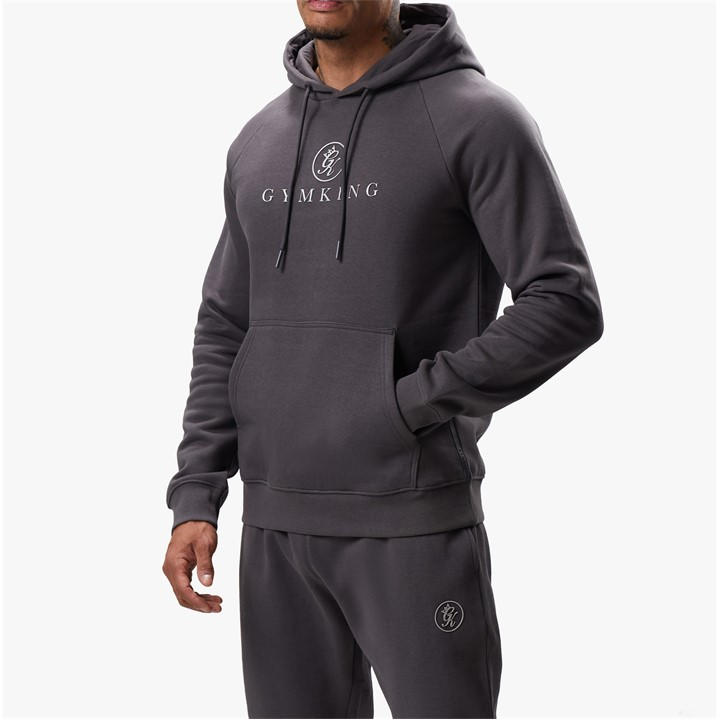 Gym King Men's Pro Logo Cotton Long Sleeve Hoodie - Graphite - Small - Image 3