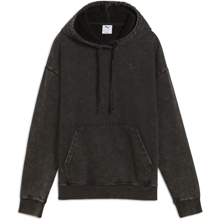 Puma Men's Black Elevated Relaxed Wash Overhead Hoodie in Size XS, Sports Direct