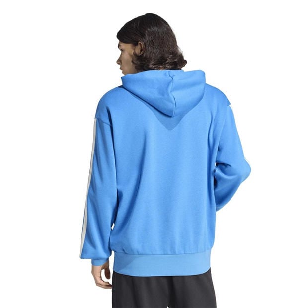 Ray Blue/Off Wh - adidas - Men's 3-Stripes Fleece Over the Head Hoodie