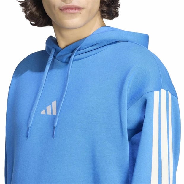 Ray Blue/Off Wh - adidas - Men's 3-Stripes Fleece Over the Head Hoodie