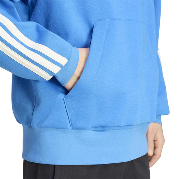 Ray Blue/Off Wh - adidas - Men's 3-Stripes Fleece Over the Head Hoodie