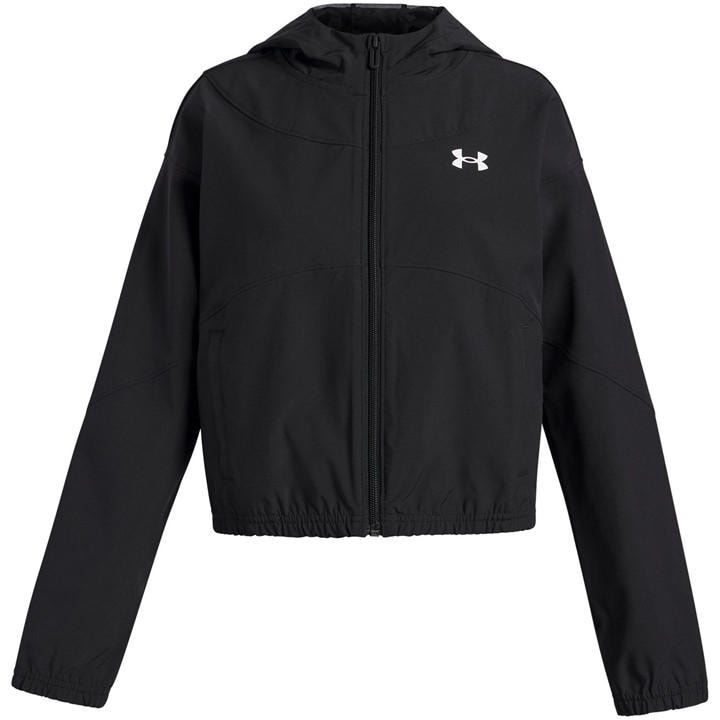 Under Armour Girls Black Kids' Woven Pull Over Hoodie in Size M, Sports Direct