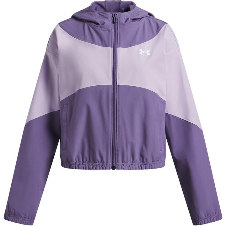 Under Armour Girls Purple Kids' Woven Pull Over Hoodie in Size M, Sports Direct