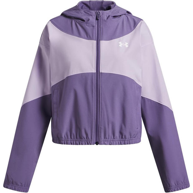 Purple/White - Under Armour - Kids' Woven Pull Over Hoodie