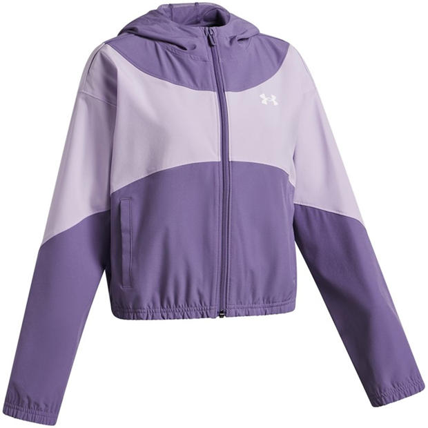 Purple/White - Under Armour - Kids' Woven Pull Over Hoodie