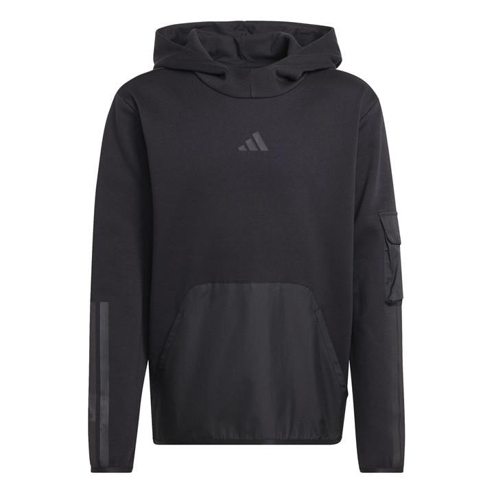 Adidas Boys Black Utility Fleece Hoodie  in Size 13 - 14 Years, Sports Direct